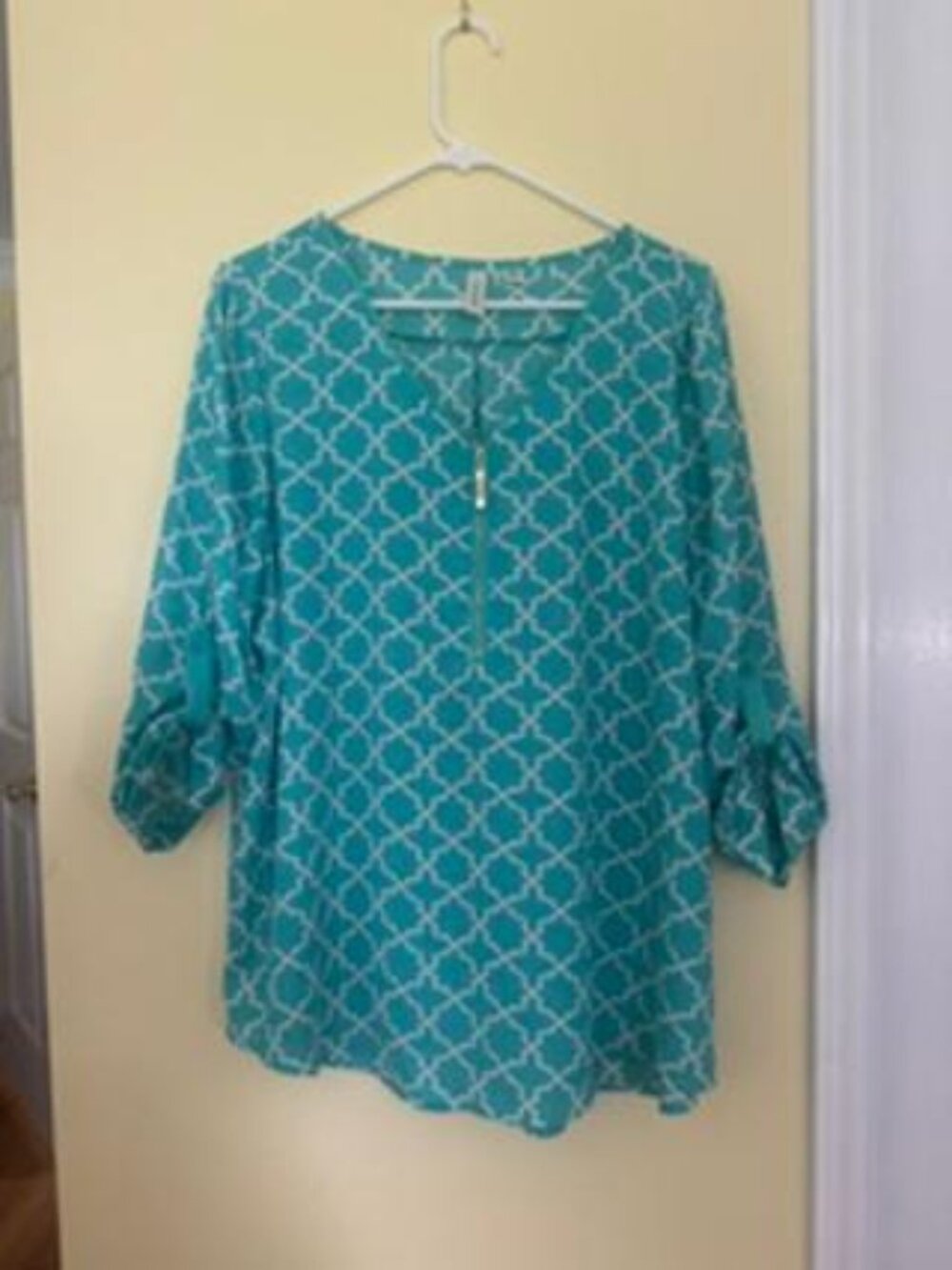 Tacera XL Teal  Zippered Tunic Top